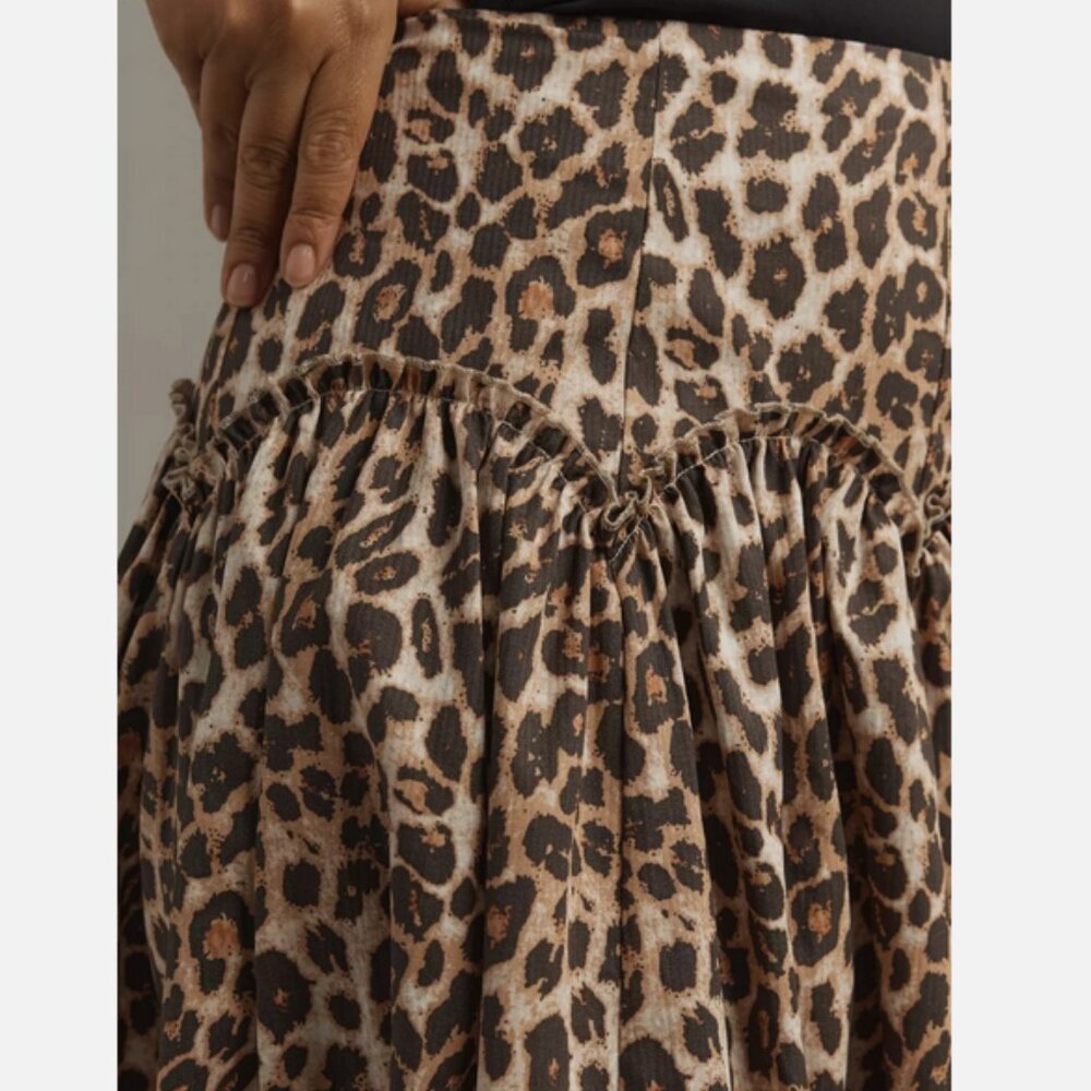Anthropologie Mare Mare Basque-Waist Maxi Skirt Leopard Animal Print Size XL NWT - Picture 11 of 12